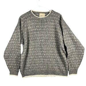 Woolrich Birdseye Knit Sweater Mens XL Charcoal Mix Wool Blend Outdoors